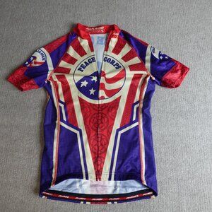 Peace Corps Womens Cycling Jersey Small Blue Red Full Zip Double Sided